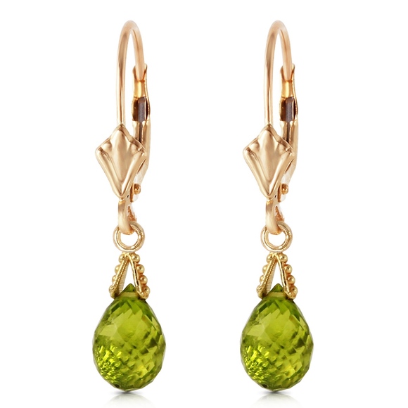 14K. GOLD LEVERBACK EARRING WITH BRIOLETTE PERIDOT